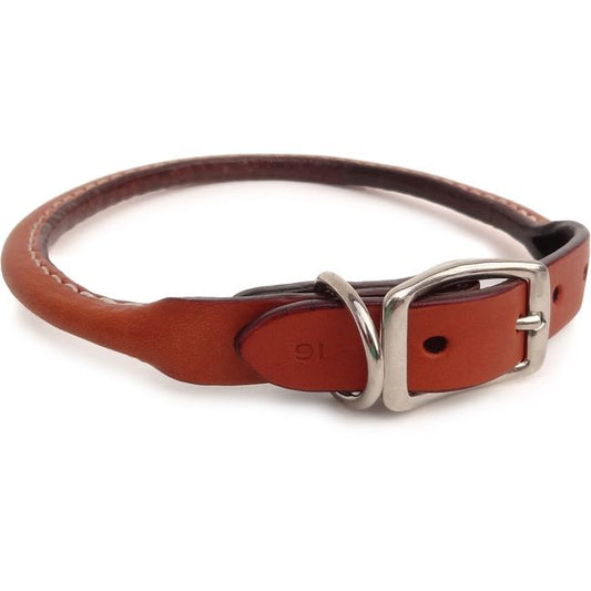 Auburn Leather - Rolled Collar 1 x 18 Tan
